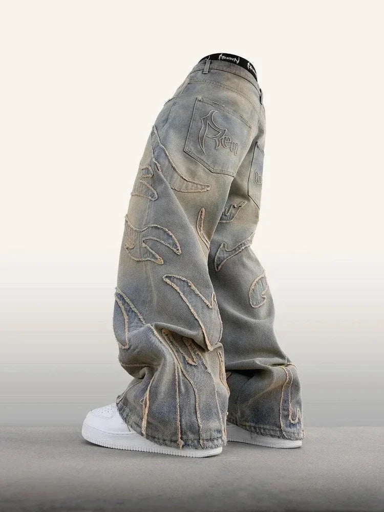 Trendy High Waist Denim Trousers